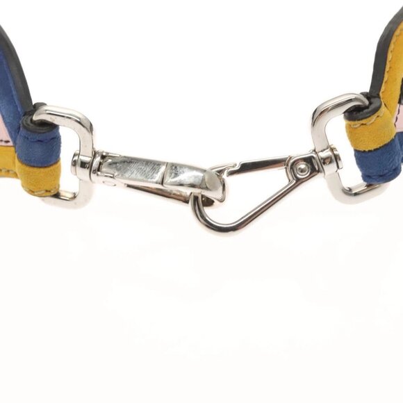 FENDI Strap You Shoulder Strap Leather Black Yellow Auth - Picture 6 of 7